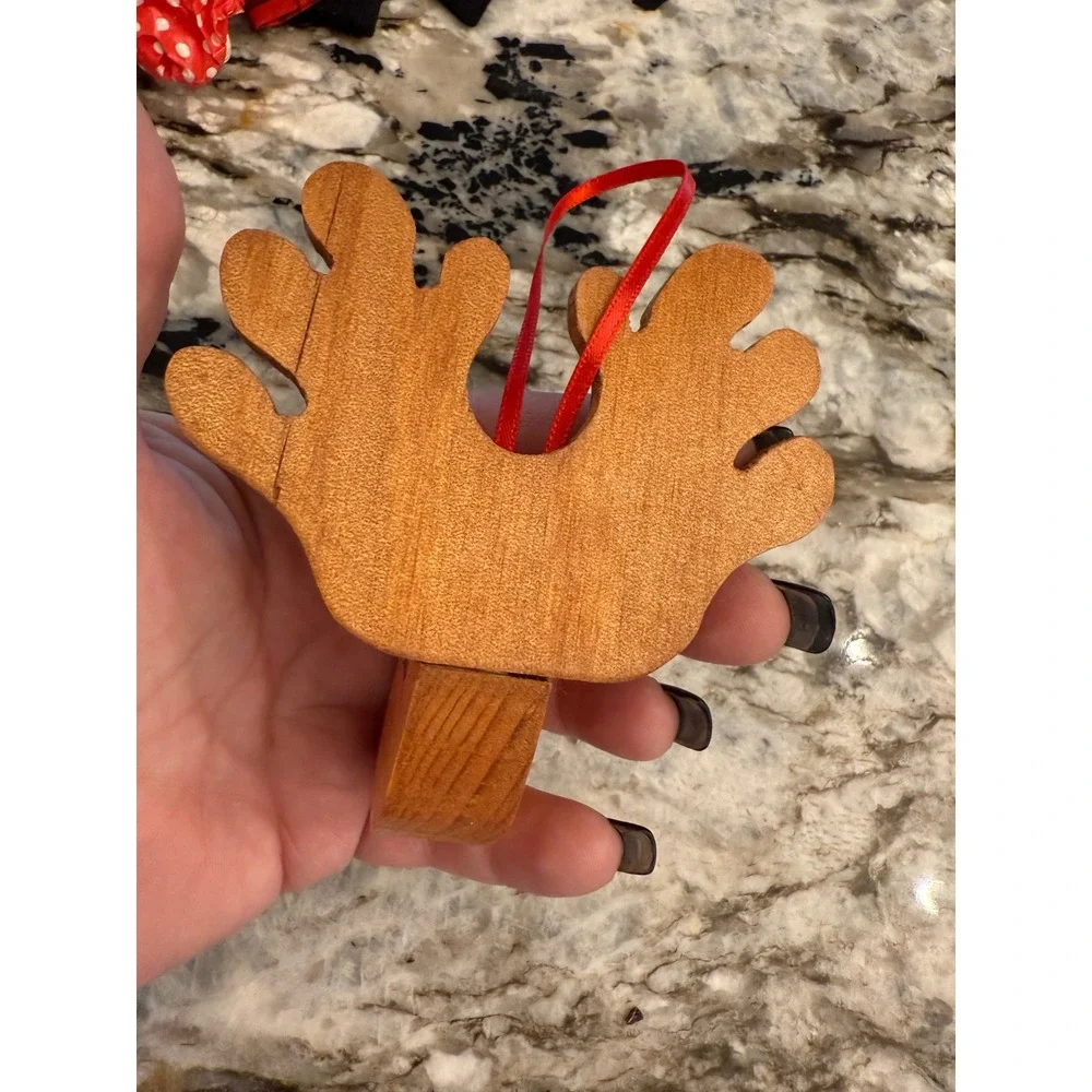 Vintage‎ Wooden Reindeer Ornament Cute Christmas Tree Rudolph Holiday Decor